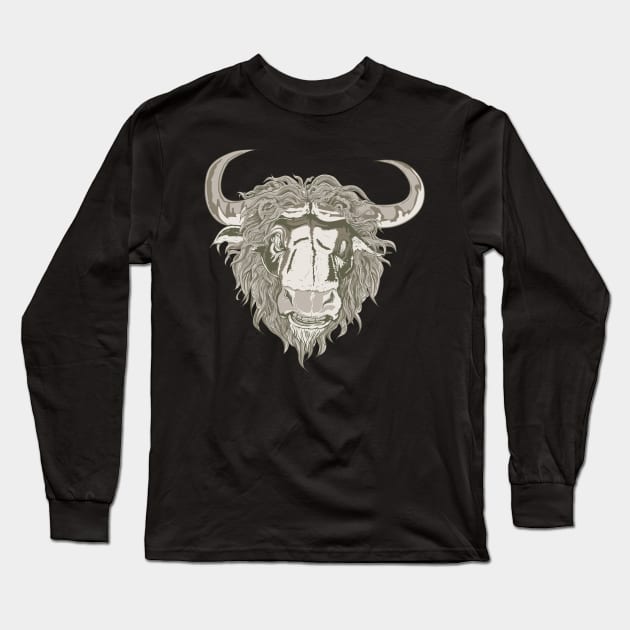 Bull Skull Long Sleeve T-Shirt by positivedesigners